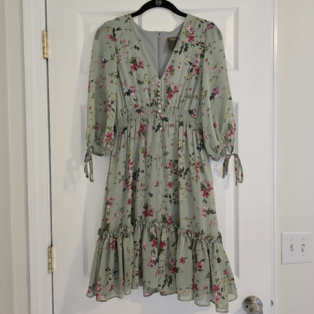 Sage green floral dress